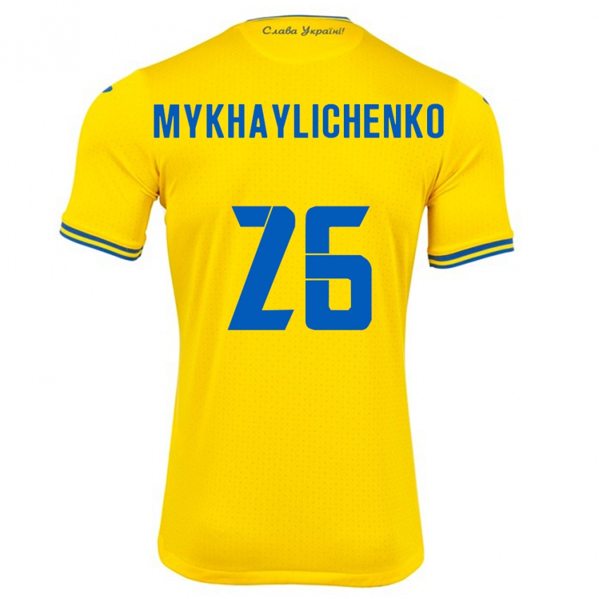 Kinder Ukraine Bogdan Mykhaylichenko #26 Gelb Heimtrikot Trikot 24-26 T-Shirt