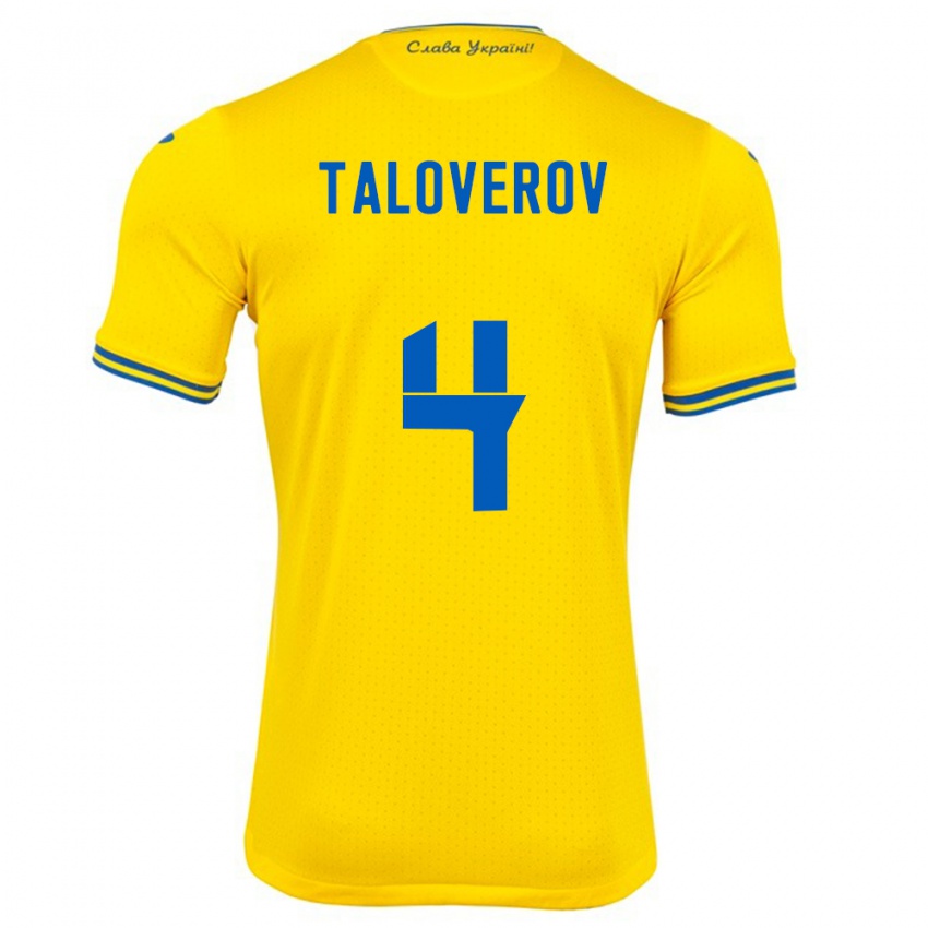 Kinder Ukraine Maksym Taloverov #4 Gelb Heimtrikot Trikot 24-26 T-Shirt