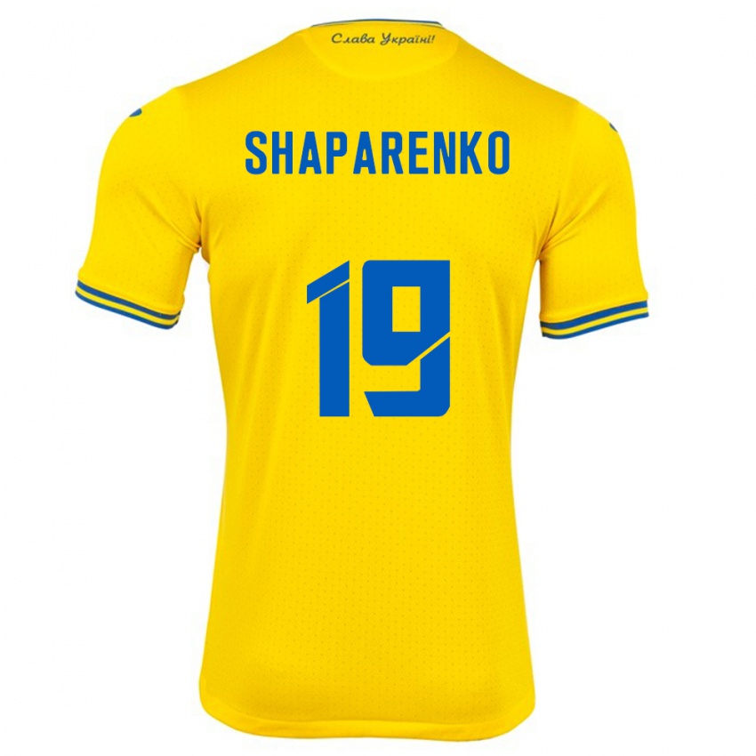 Kinder Ukraine Mykola Shaparenko #19 Gelb Heimtrikot Trikot 24-26 T-Shirt