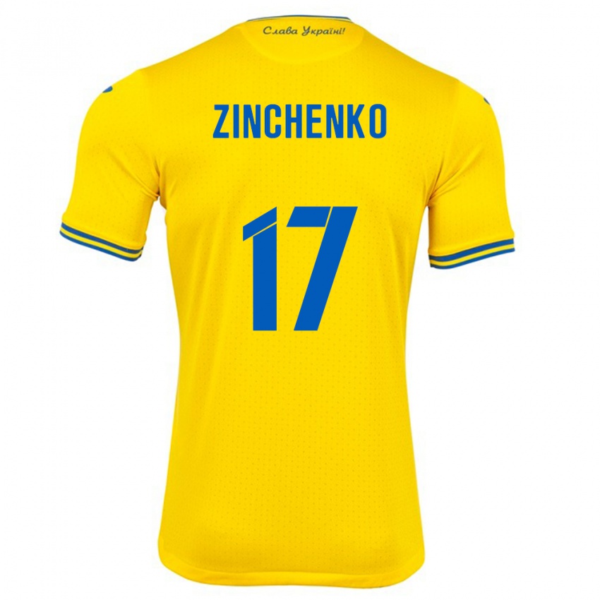 Kinder Ukraine Oleksandr Zinchenko #17 Gelb Heimtrikot Trikot 24-26 T-Shirt