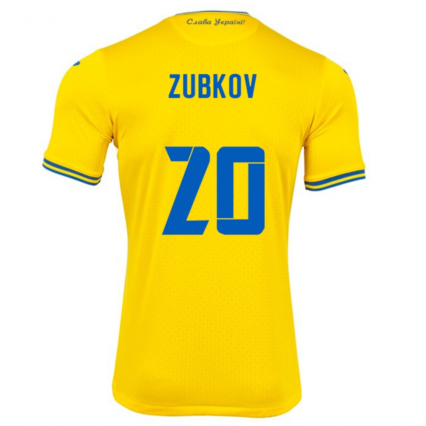 Kinder Ukraine Oleksandr Zubkov #20 Gelb Heimtrikot Trikot 24-26 T-Shirt