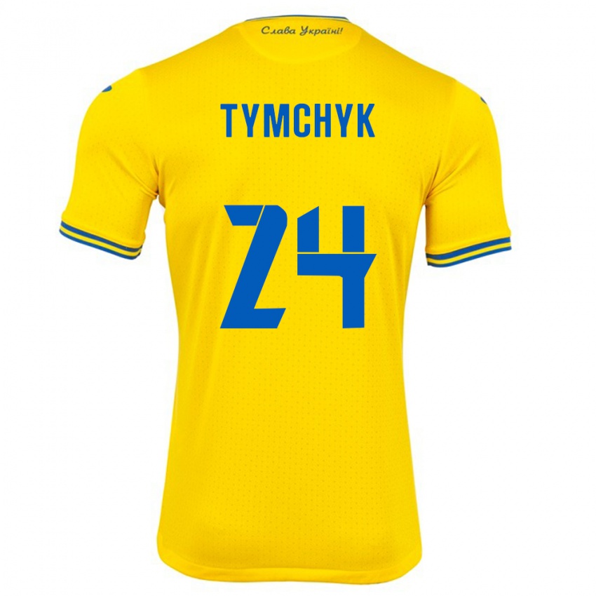 Kinder Ukraine Oleksandr Tymchyk #24 Gelb Heimtrikot Trikot 24-26 T-Shirt