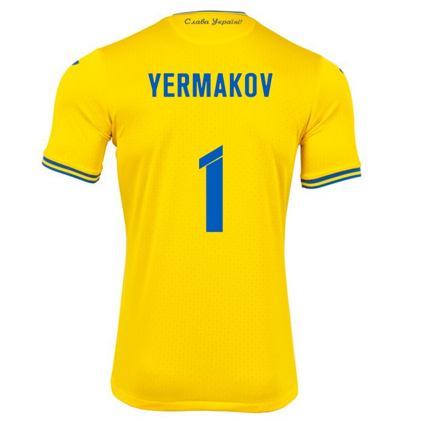 Kinder Ukraine Georgiy Yermakov #1 Gelb Heimtrikot Trikot 24-26 T-Shirt