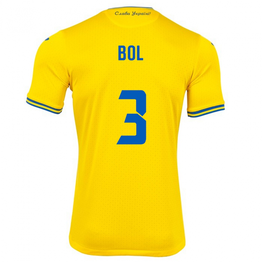 Kinder Ukraine Anton Bol #3 Gelb Heimtrikot Trikot 24-26 T-Shirt