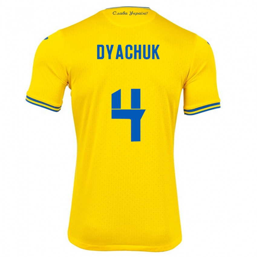 Kinder Ukraine Maksym Dyachuk #4 Gelb Heimtrikot Trikot 24-26 T-Shirt