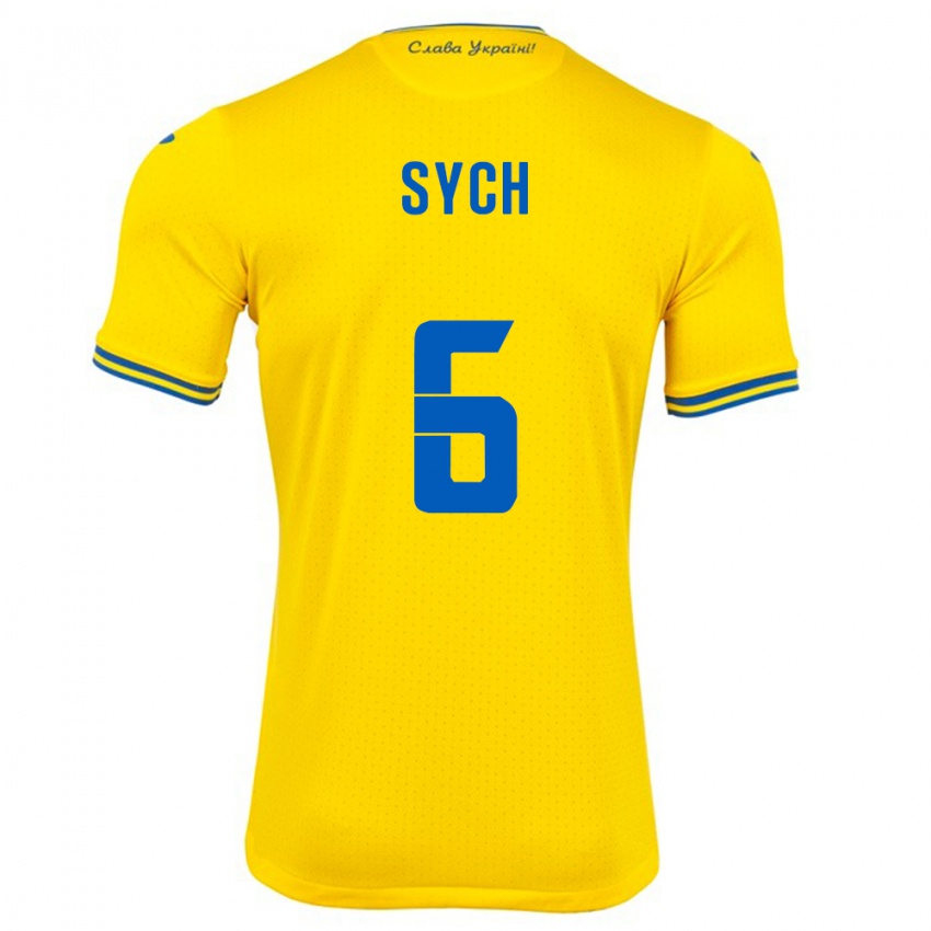 Kinder Ukraine Oleksiy Sych #6 Gelb Heimtrikot Trikot 24-26 T-Shirt