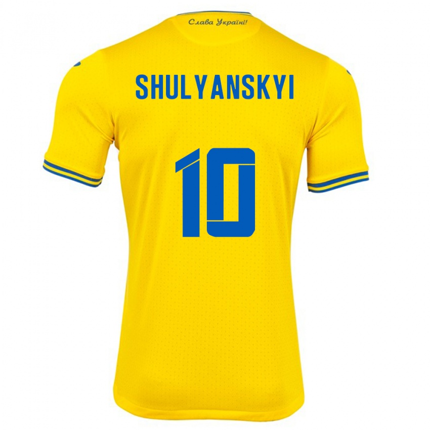 Kinder Ukraine Artem Shulyanskyi #10 Gelb Heimtrikot Trikot 24-26 T-Shirt