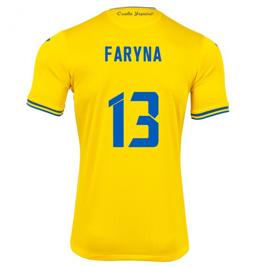 Kinder Ukraine Maryan Faryna #13 Gelb Heimtrikot Trikot 24-26 T-Shirt