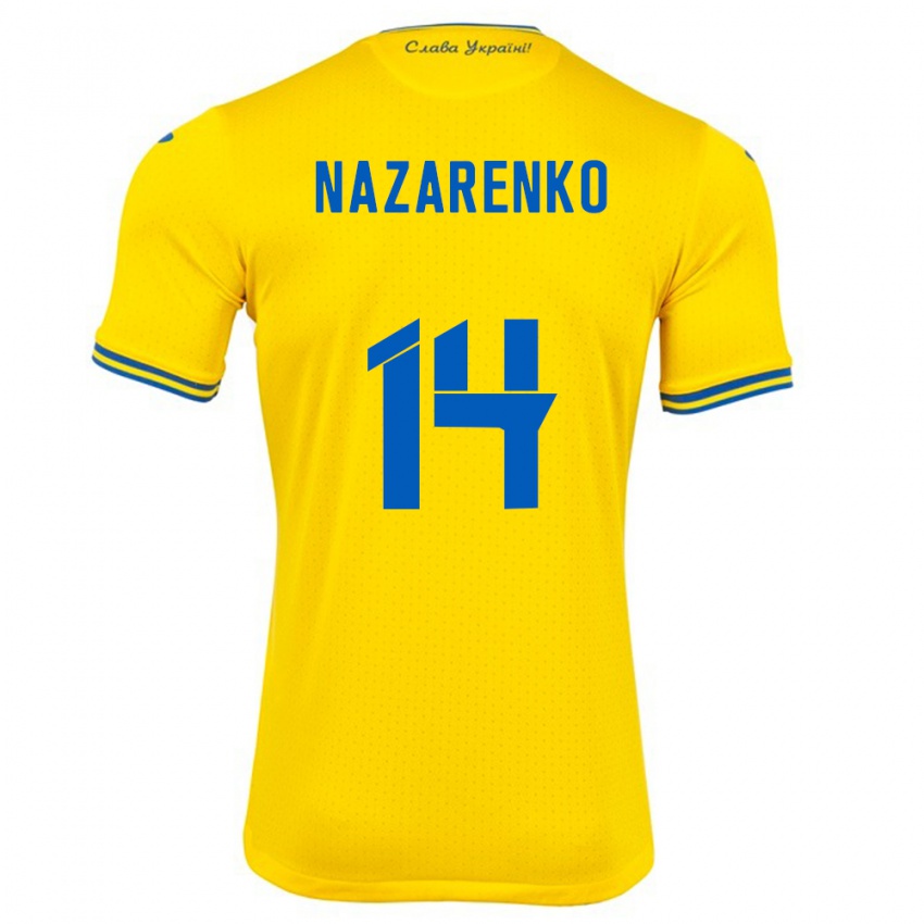 Kinder Ukraine Oleksandr Nazarenko #14 Gelb Heimtrikot Trikot 24-26 T-Shirt