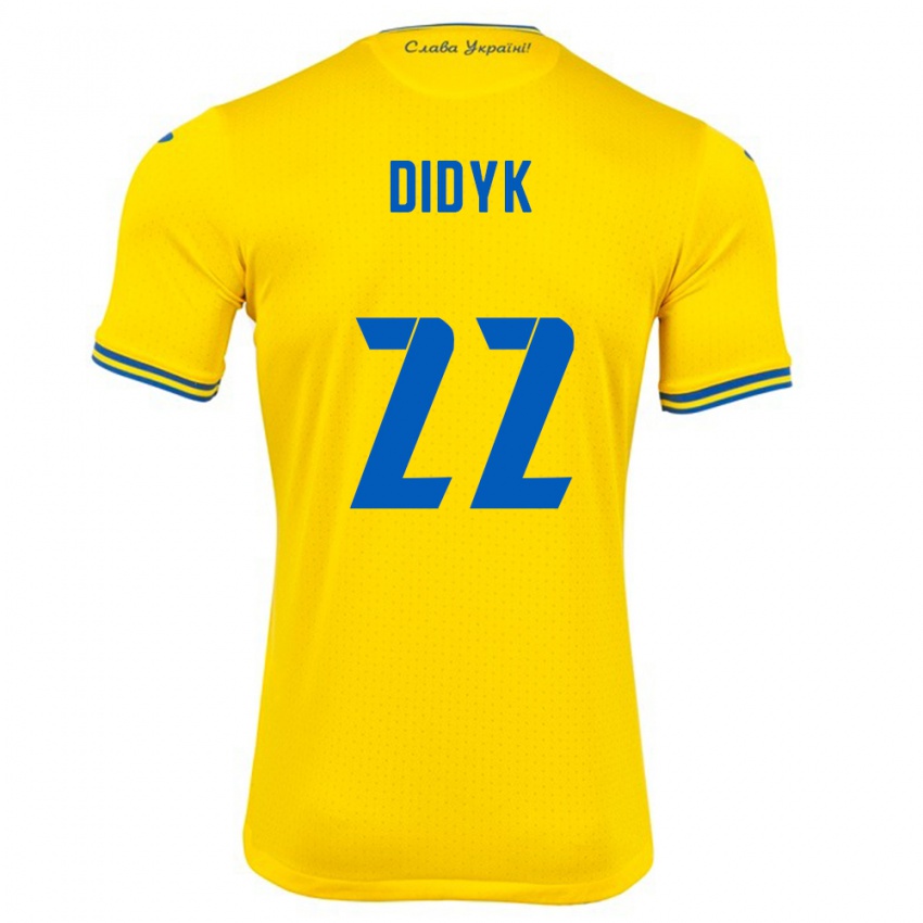 Kinder Ukraine Roman Didyk #22 Gelb Heimtrikot Trikot 24-26 T-Shirt