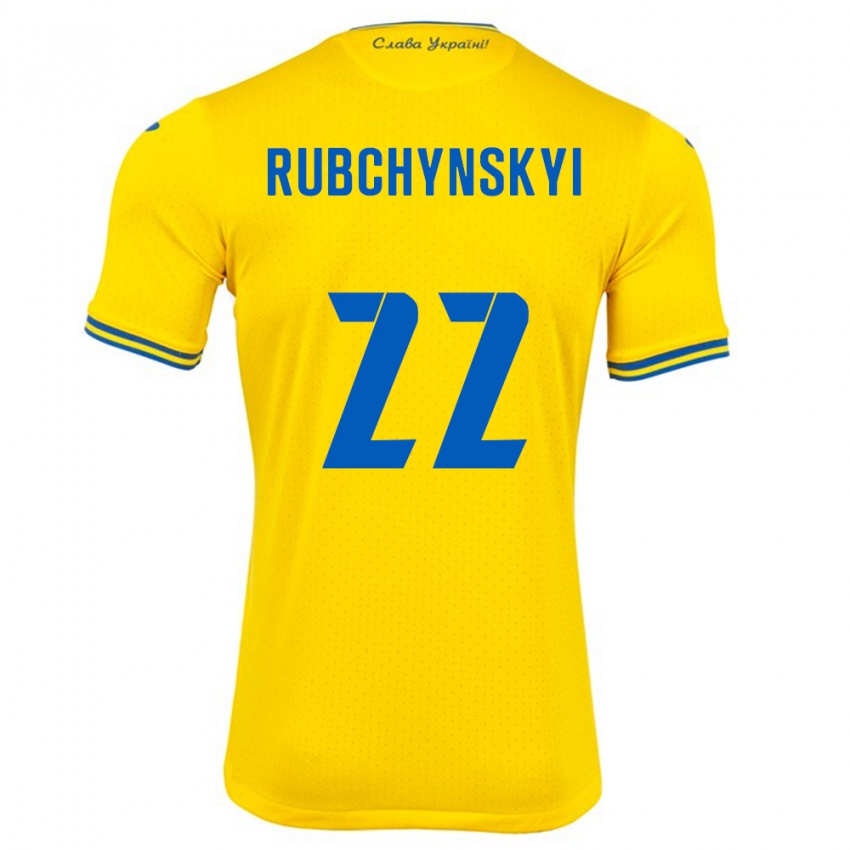 Kinder Ukraine Valentyn Rubchynskyi #22 Gelb Heimtrikot Trikot 24-26 T-Shirt