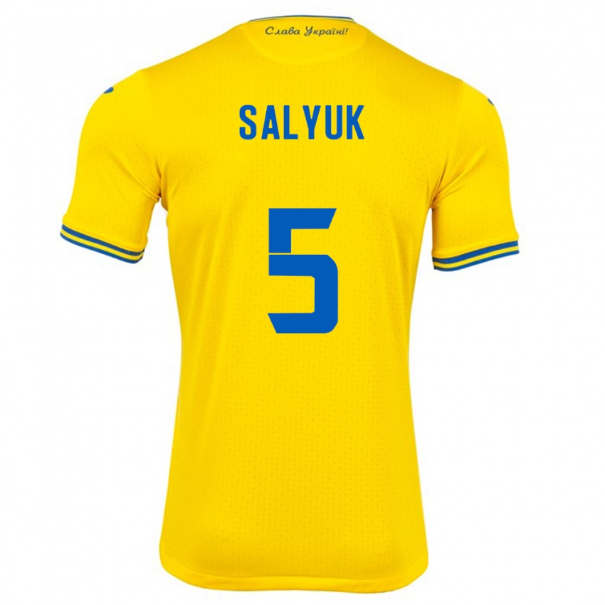 Kinder Ukraine Volodymyr Salyuk #5 Gelb Heimtrikot Trikot 24-26 T-Shirt