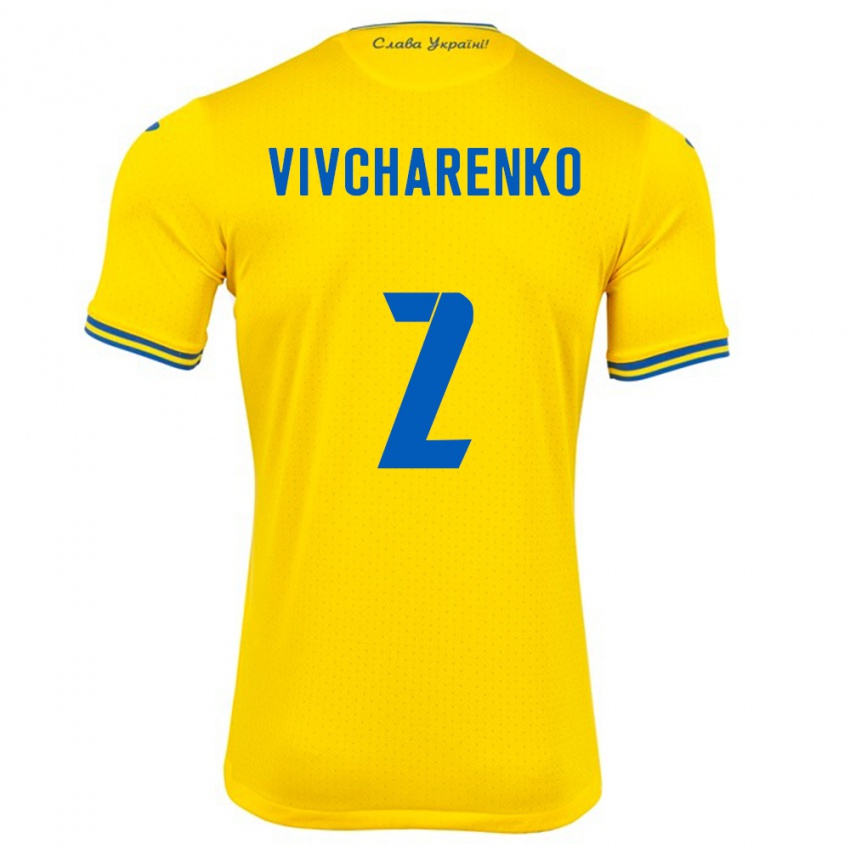 Kinder Ukraine Kostyantyn Vivcharenko #2 Gelb Heimtrikot Trikot 24-26 T-Shirt