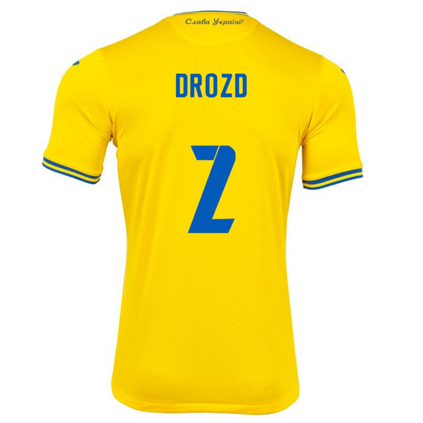 Kinder Ukraine Anton Drozd #2 Gelb Heimtrikot Trikot 24-26 T-Shirt