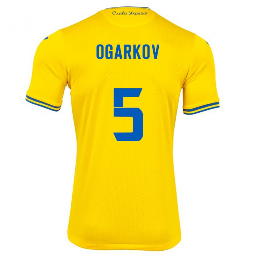 Kinder Ukraine Mykola Ogarkov #5 Gelb Heimtrikot Trikot 24-26 T-Shirt