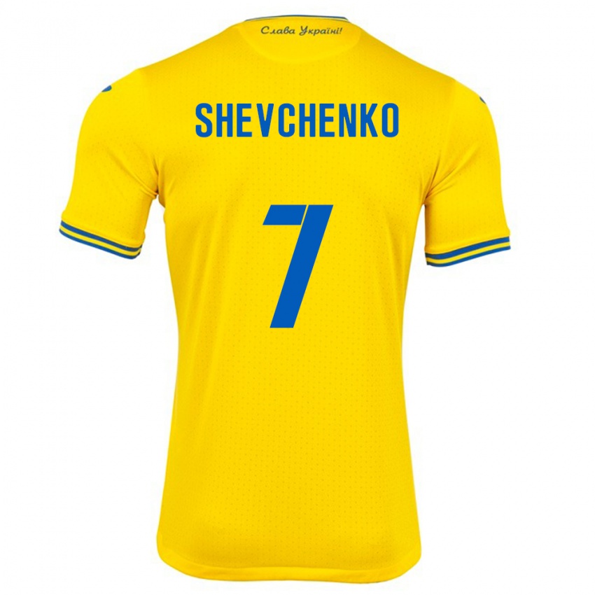 Kinder Ukraine Kristian Shevchenko #7 Gelb Heimtrikot Trikot 24-26 T-Shirt