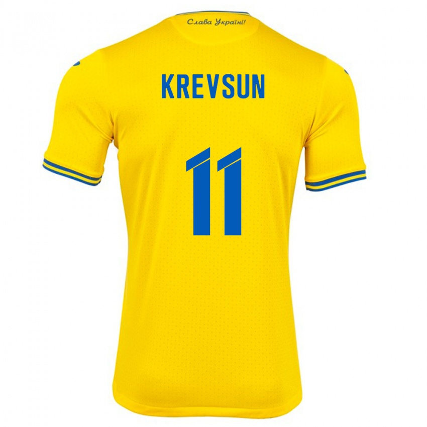 Kinder Ukraine Danylo Krevsun #11 Gelb Heimtrikot Trikot 24-26 T-Shirt