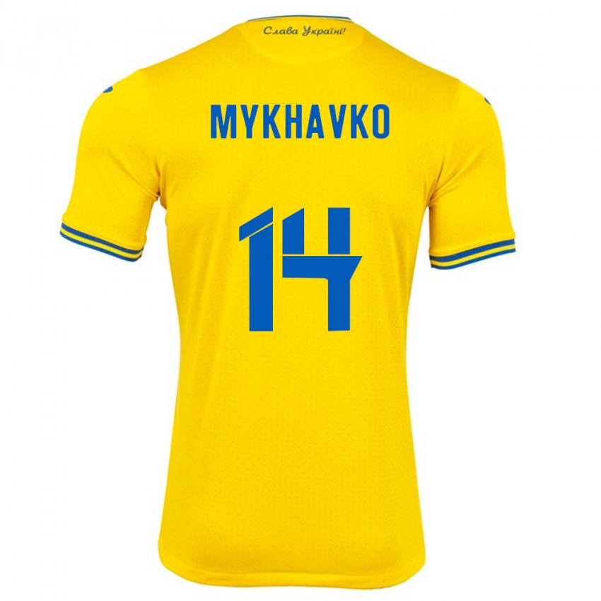 Kinder Ukraine Taras Mykhavko #14 Gelb Heimtrikot Trikot 24-26 T-Shirt