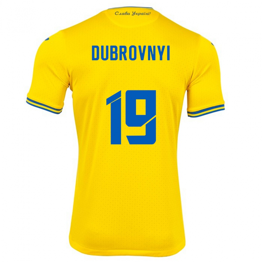 Kinder Ukraine Mykhaylo Dubrovnyi #19 Gelb Heimtrikot Trikot 24-26 T-Shirt