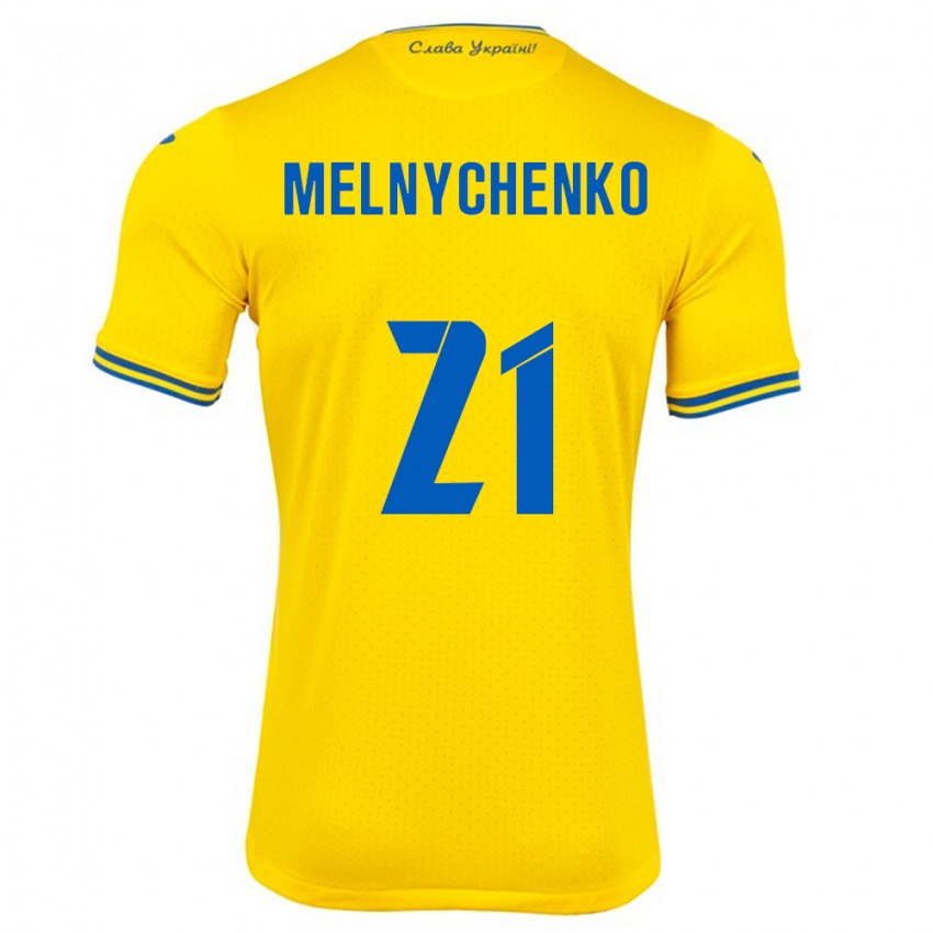 Kinder Ukraine Maksym Melnychenko #21 Gelb Heimtrikot Trikot 24-26 T-Shirt