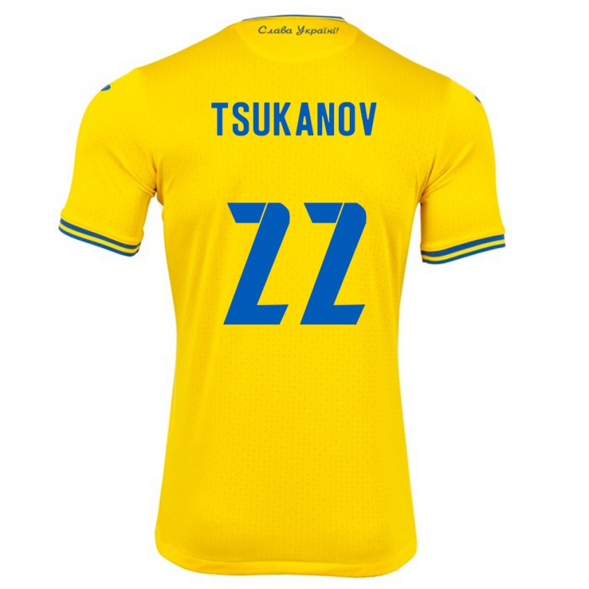 Kinder Ukraine Viktor Tsukanov #22 Gelb Heimtrikot Trikot 24-26 T-Shirt