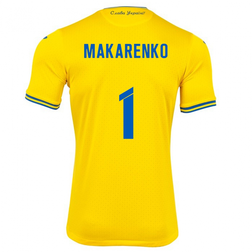 Kinder Ukraine Nazar Makarenko #1 Gelb Heimtrikot Trikot 24-26 T-Shirt