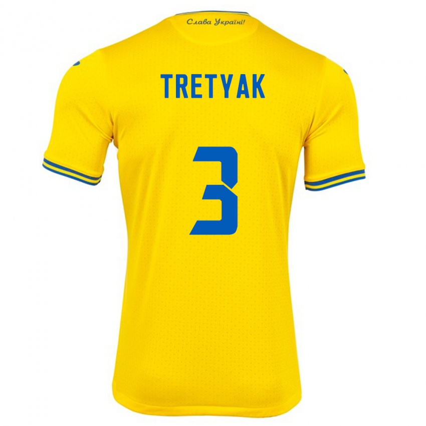 Kinder Ukraine Demyan Tretyak #3 Gelb Heimtrikot Trikot 24-26 T-Shirt