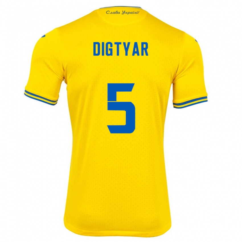 Kinder Ukraine Kyrylo Digtyar #5 Gelb Heimtrikot Trikot 24-26 T-Shirt