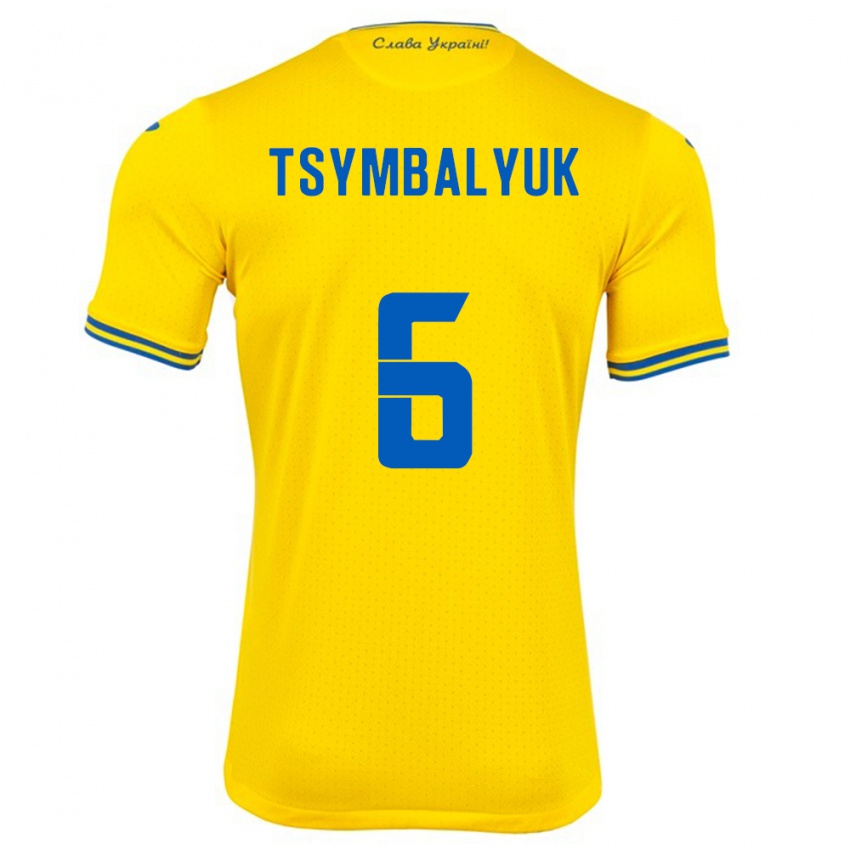 Kinder Ukraine Maksym Tsymbalyuk #6 Gelb Heimtrikot Trikot 24-26 T-Shirt