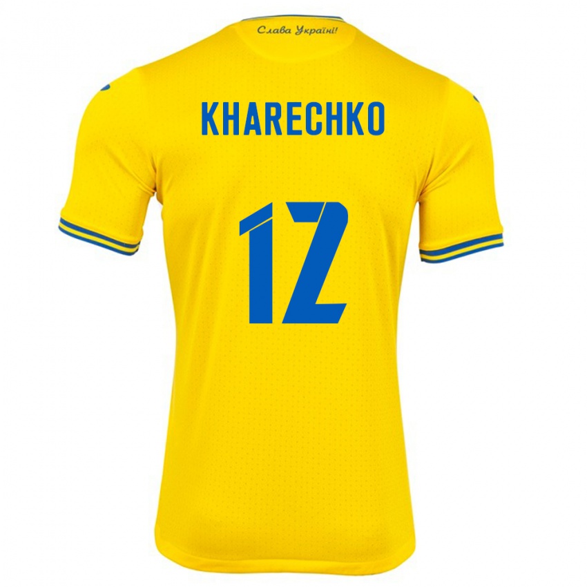 Kinder Ukraine Oleksandr Kharechko #12 Gelb Heimtrikot Trikot 24-26 T-Shirt