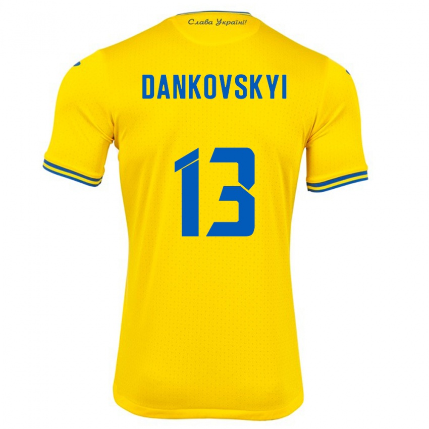 Kinder Ukraine Yegor Dankovskyi #13 Gelb Heimtrikot Trikot 24-26 T-Shirt