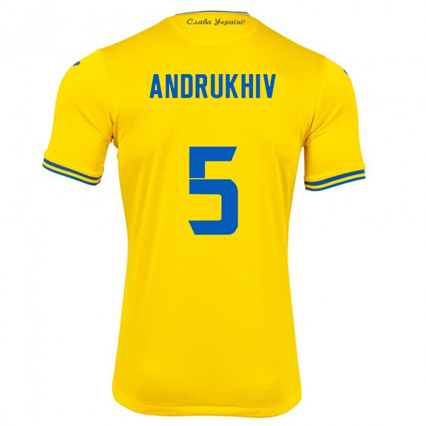 Kinder Ukraine Veronika Andrukhiv #5 Gelb Heimtrikot Trikot 24-26 T-Shirt