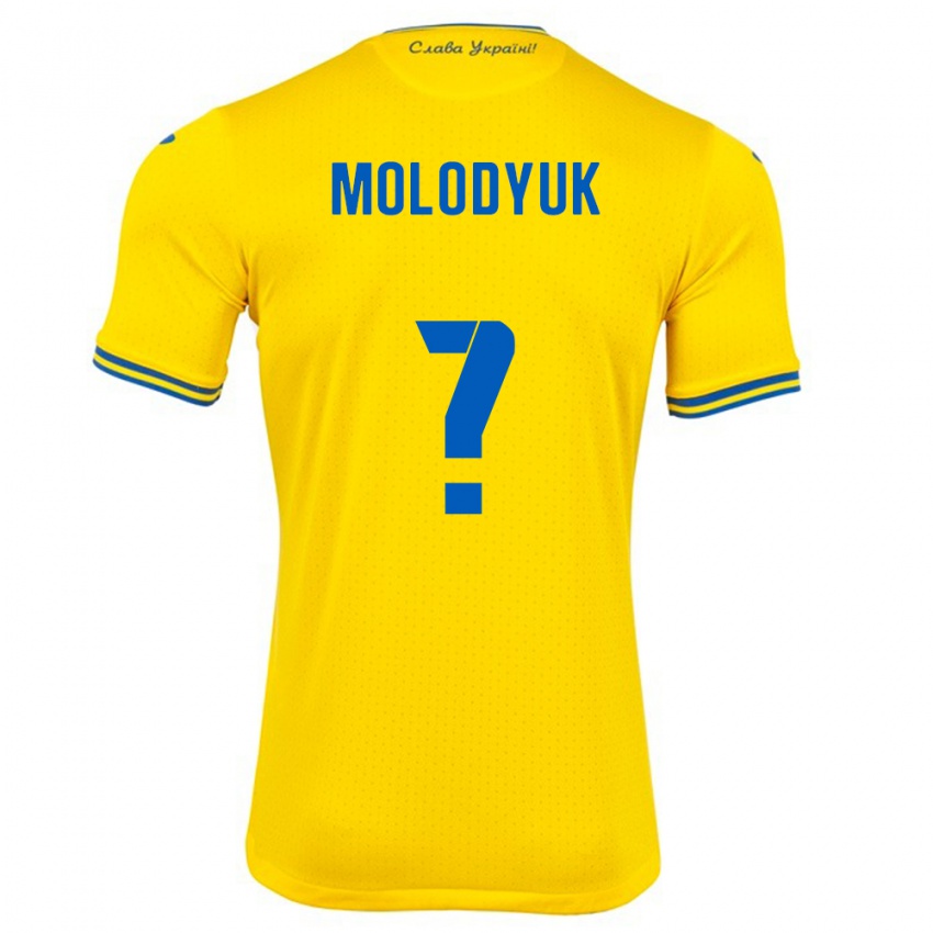 Kinder Ukraine Yelyzaveta Molodyuk #0 Gelb Heimtrikot Trikot 24-26 T-Shirt