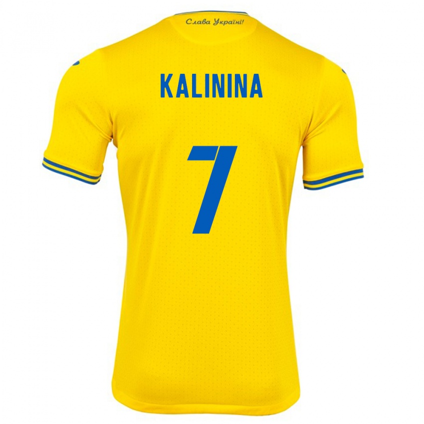 Kinder Ukraine Yana Kalinina #7 Gelb Heimtrikot Trikot 24-26 T-Shirt