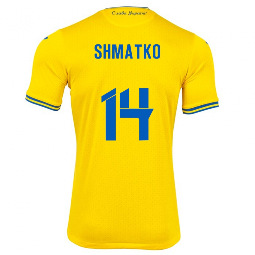 Kinder Ukraine Lyubov Shmatko #14 Gelb Heimtrikot Trikot 24-26 T-Shirt