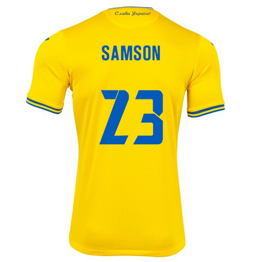 Kinder Ukraine Kateryna Samson #23 Gelb Heimtrikot Trikot 24-26 T-Shirt