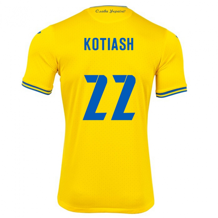 Kinder Ukraine Iryna Kotiash #22 Gelb Heimtrikot Trikot 24-26 T-Shirt