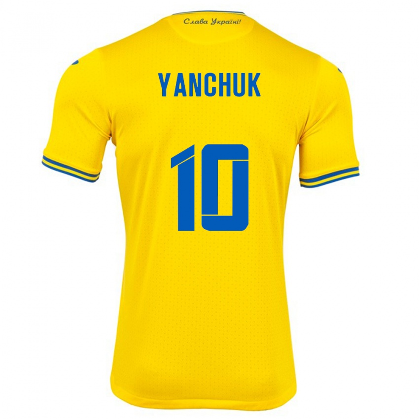 Kinder Ukraine Polina Yanchuk #10 Gelb Heimtrikot Trikot 24-26 T-Shirt