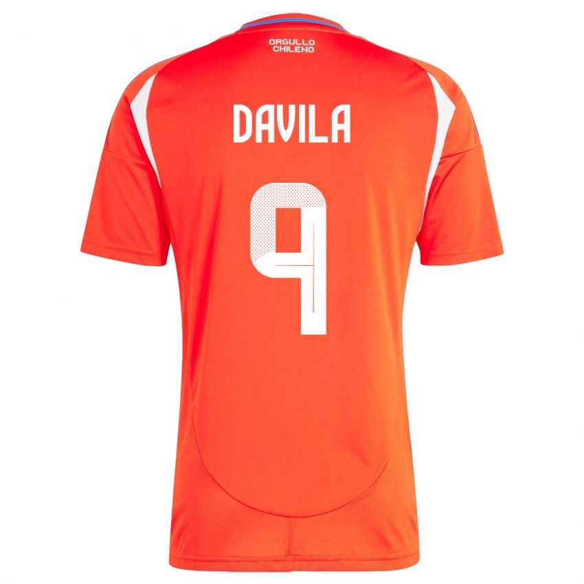 Kinder Chile Víctor Dávila #9 Rot Heimtrikot Trikot 24-26 T-Shirt