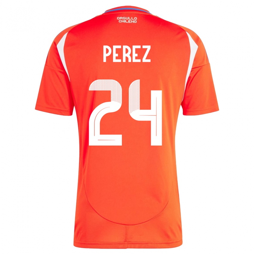 Kinder Chile César Pérez #24 Rot Heimtrikot Trikot 24-26 T-Shirt