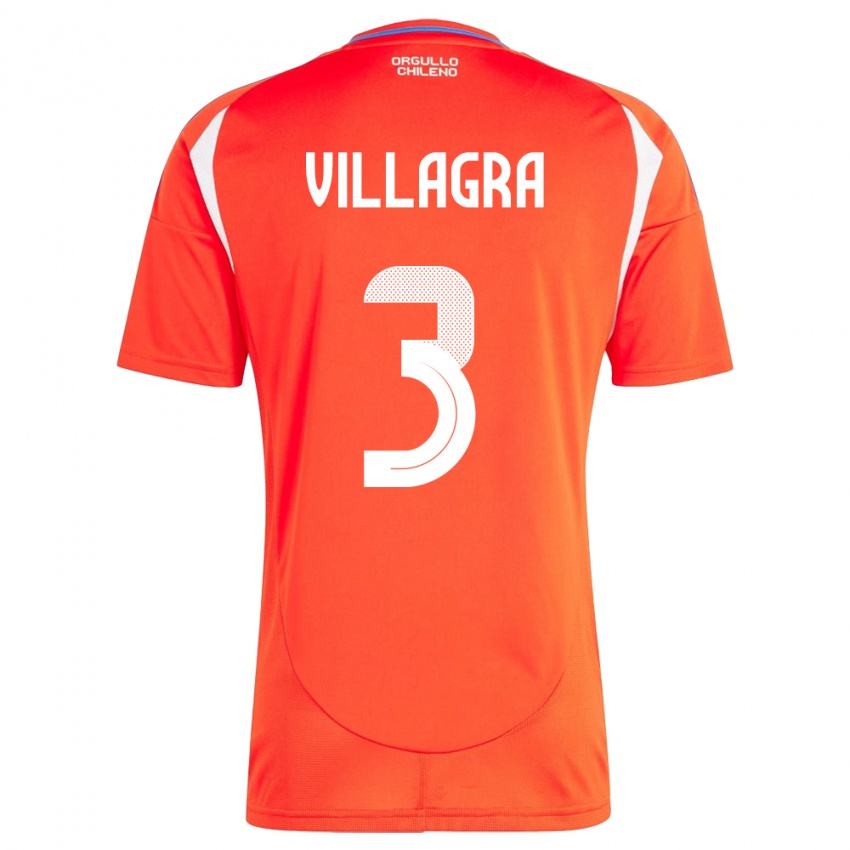 Kinder Chile Jonathan Villagra #3 Rot Heimtrikot Trikot 24-26 T-Shirt