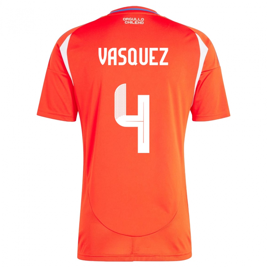 Kinder Chile Matías Vásquez #4 Rot Heimtrikot Trikot 24-26 T-Shirt