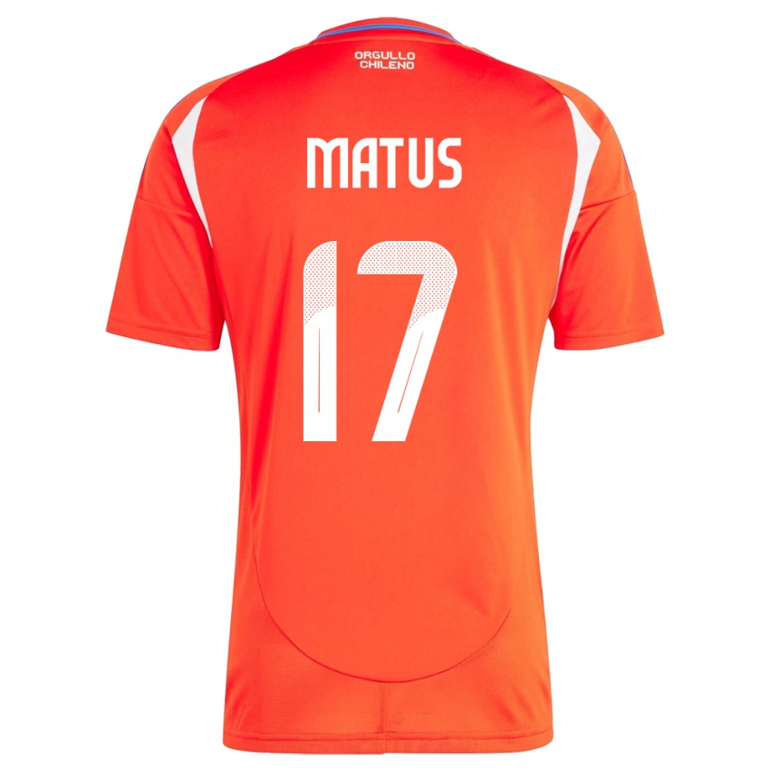 Kinder Chile Esteban Matus #17 Rot Heimtrikot Trikot 24-26 T-Shirt