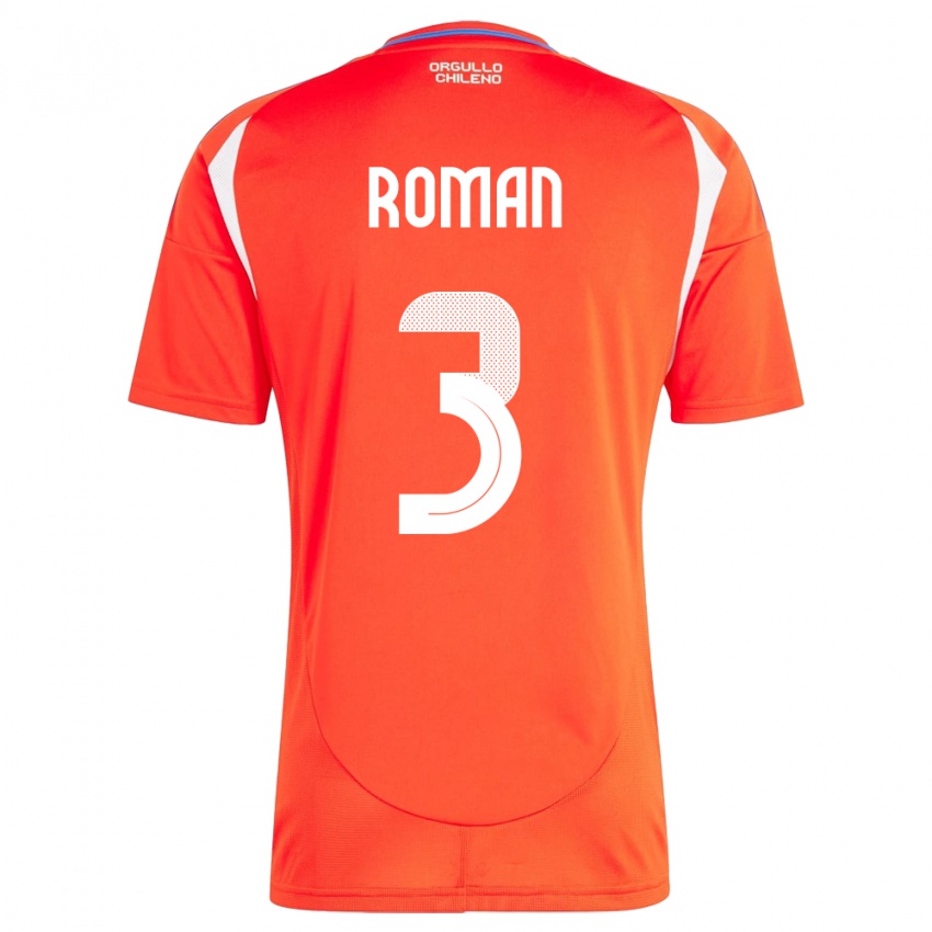 Kinder Chile Iván Román #3 Rot Heimtrikot Trikot 24-26 T-Shirt