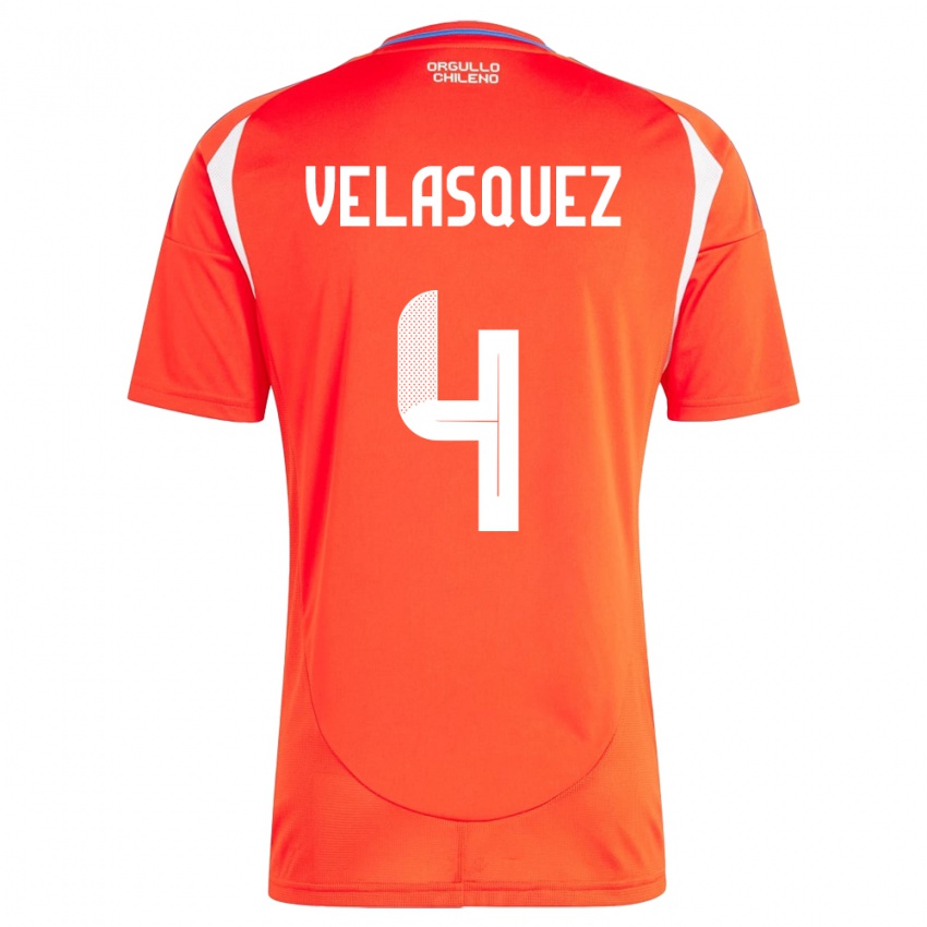 Kinder Chile Lucas Velásquez #4 Rot Heimtrikot Trikot 24-26 T-Shirt