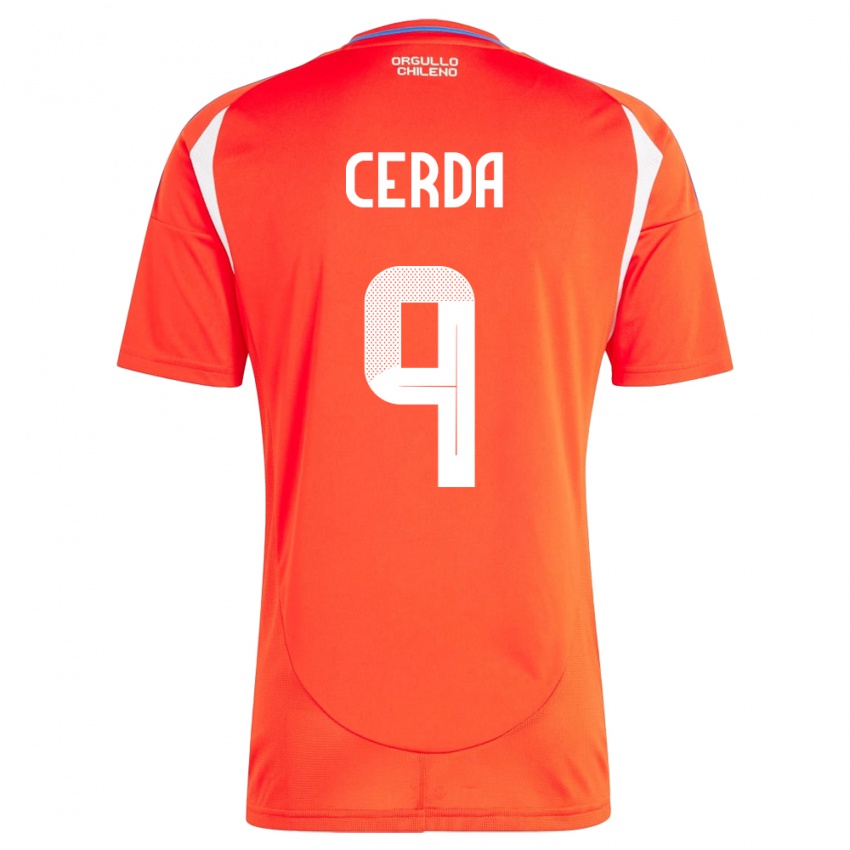 Kinder Chile Axel Cerda #9 Rot Heimtrikot Trikot 24-26 T-Shirt