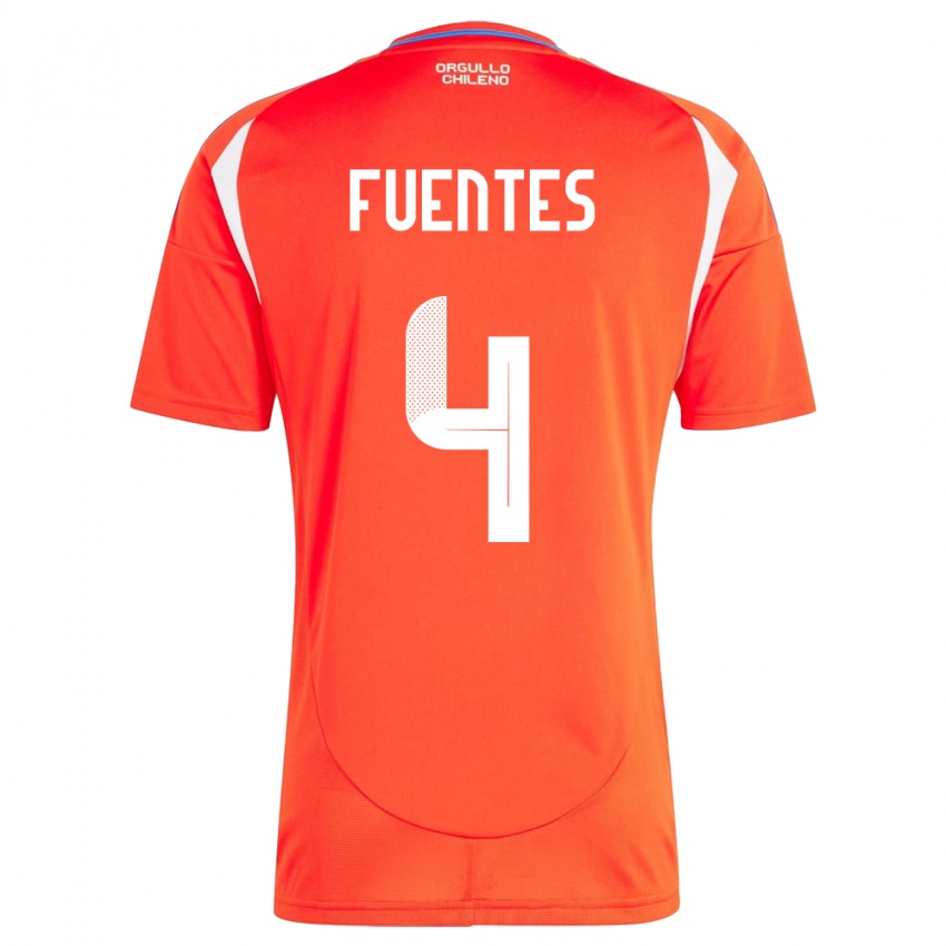 Kinder Chile Karen Fuentes #4 Rot Heimtrikot Trikot 24-26 T-Shirt