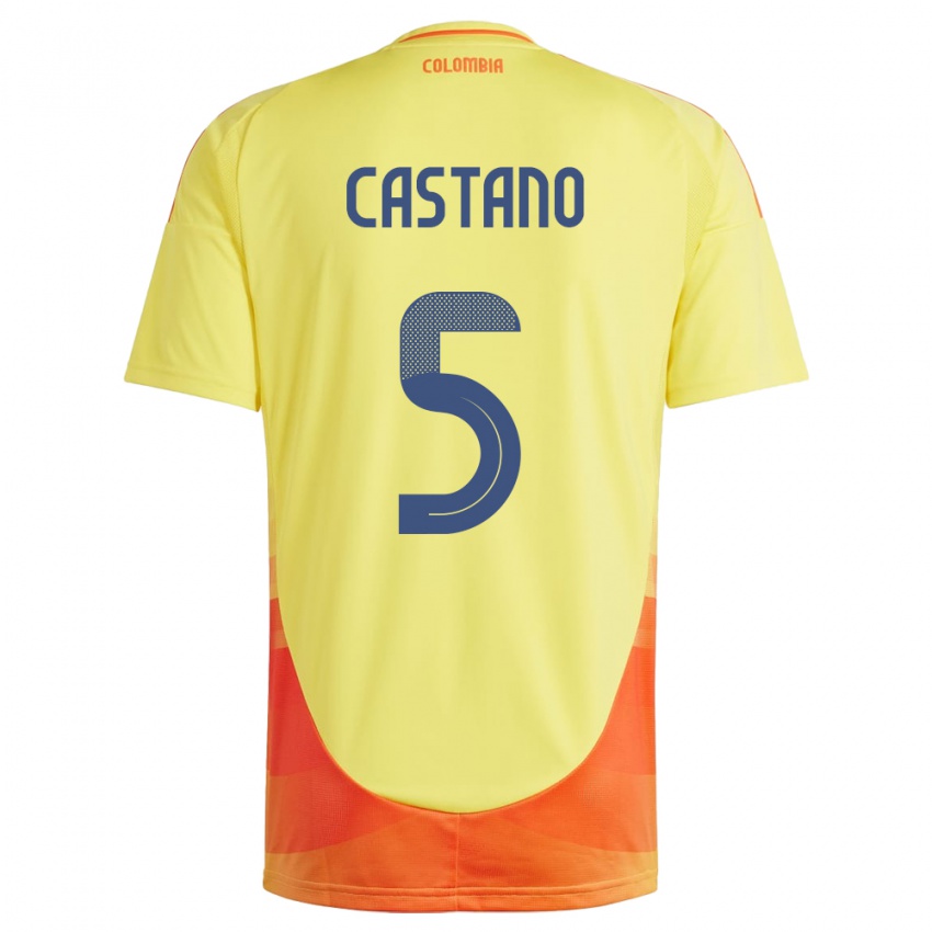 Kinder Kolumbien Kevin Castaño #5 Gelb Heimtrikot Trikot 24-26 T-Shirt