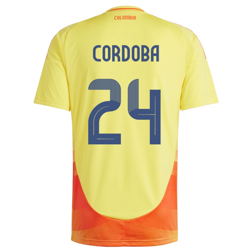 Kinder Kolumbien Jhon Córdoba #24 Gelb Heimtrikot Trikot 24-26 T-Shirt