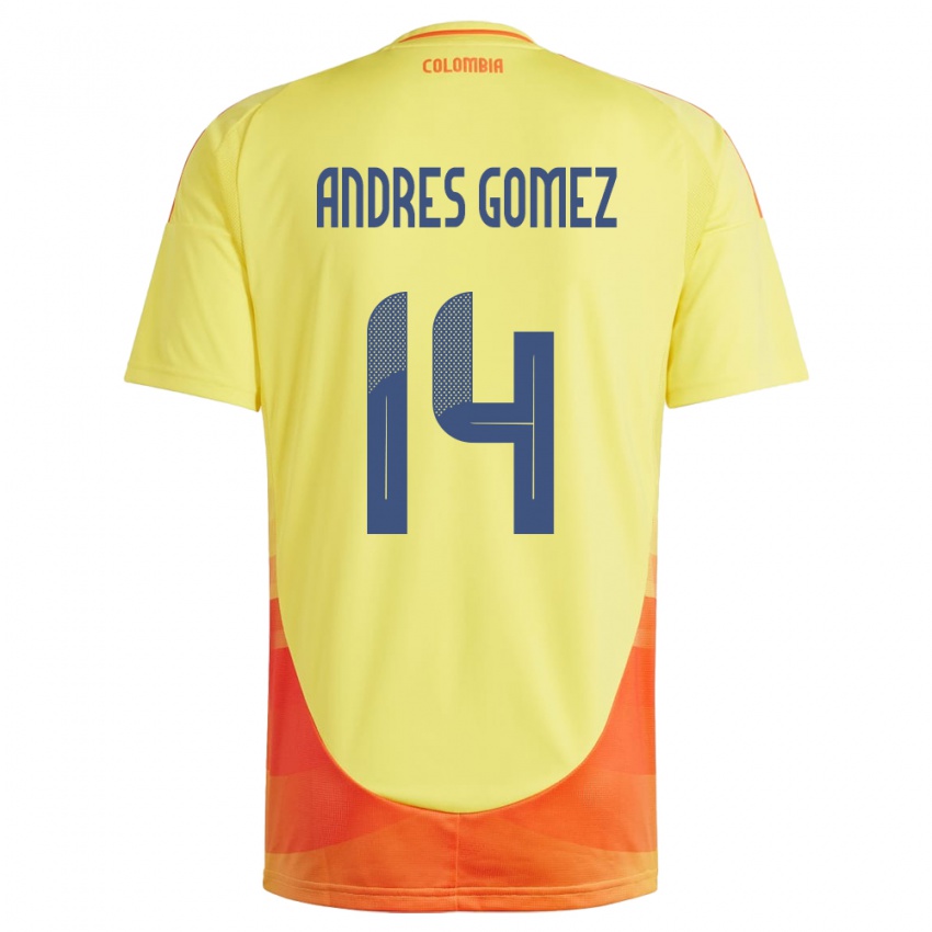 Kinder Kolumbien Carlos Andrés Gómez #14 Gelb Heimtrikot Trikot 24-26 T-Shirt